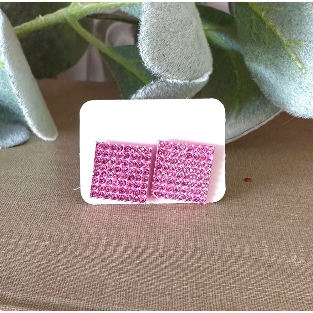 Square rhinestone earrings